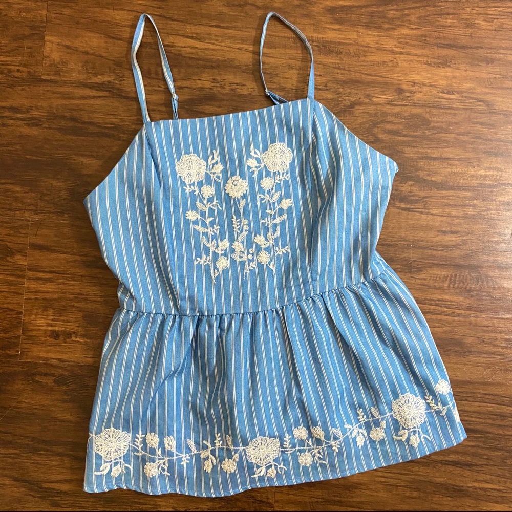 Francesca’s Chambray Babydoll Top